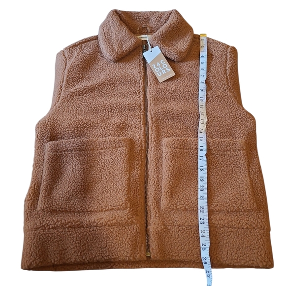 Women's 24 Colours Teddy Fleece Zip Up Jacket Brown Zumiez Small - Picture 8 of 15